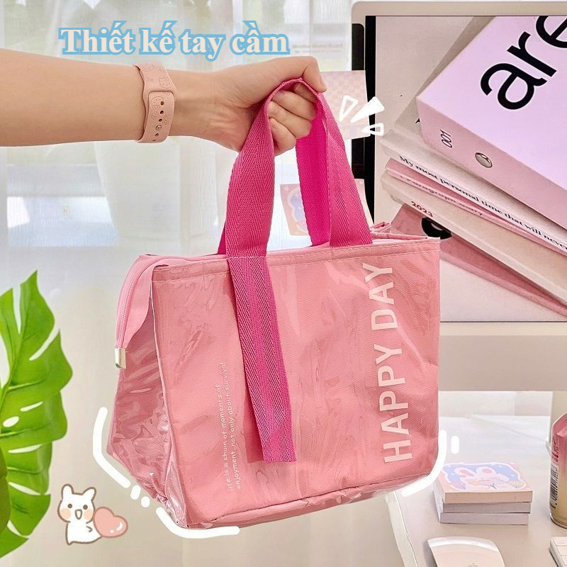 Túi Hộp Cơm Cách Nhiệt, Chống Nước & Giữ Nhiệt, Công Suất Lớn, Thiết Kế Di Động, Chất Liệu Cao Cấp