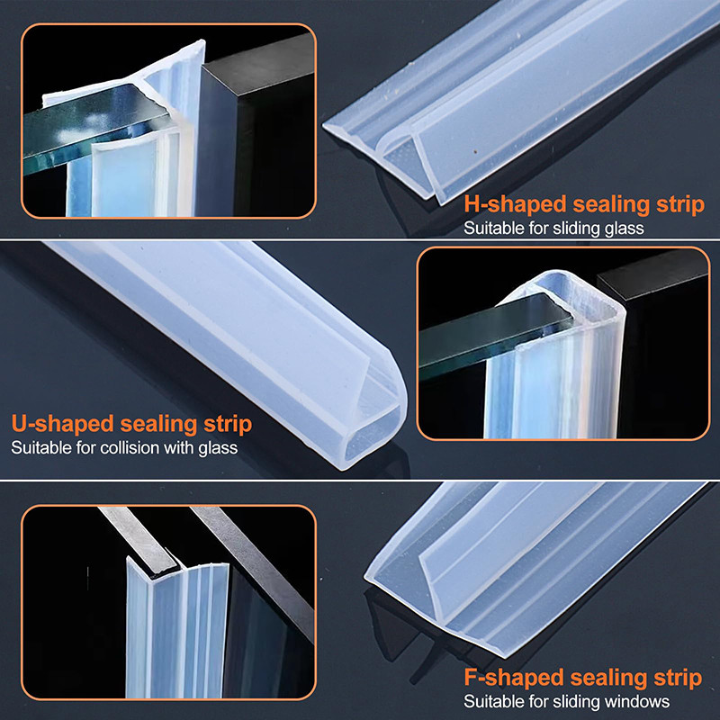 Dải niêm phong cửa kính tắm 2M, Quét cửa tắm mềm bằng silicon 120 Inch để ngăn chặn rò rỉ, Dải niêm phong không khung