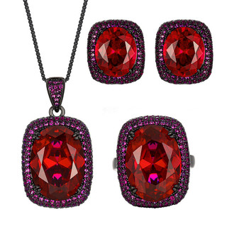 Trang sức nữ phong cách châu Âu và Mỹ, đá ruby đỏ và vàng đồng mạ vàng, kích thước 13x18