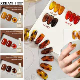 XEIJAYI Gel móng tay bán trong suốt hổ phách, caramel trà nâu, keo quang trị liệu nghệ thuật, dùng cho tiệm móng