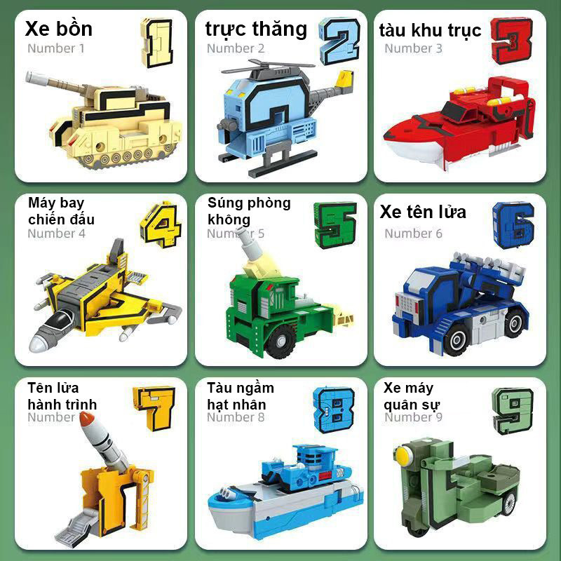 Đồ chơi Robot số biến hình,đồ chơi lắp ráp lắp ghép robot sáng tạo nhiều hình cho bé