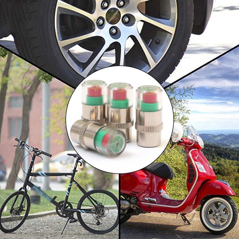 [Đặc sắc] Màn hình áp suất lốp ô tô - Cảm biến báo động giám sát - Chỉ báo áp suất lốp - Công cụ phát hiện van ngoài - Nắp van bánh xe máy đa năng