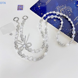 [DTA] Dây Đeo Điện Thoại Di Động Dây Đeo Ngang Nơ Hạt Bạc Dây Điện Thoại Cho Dây Cổ Chống Mất PO