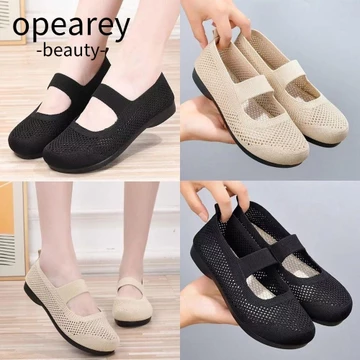 Giày đế bệt nữ OPEAREY, Giày đế mềm có thể gập lại có thể gập lại Giày đơn mũi vuông, Giày công sở đế mềm thoáng khí bằng lưới thời trang dành cho nữ