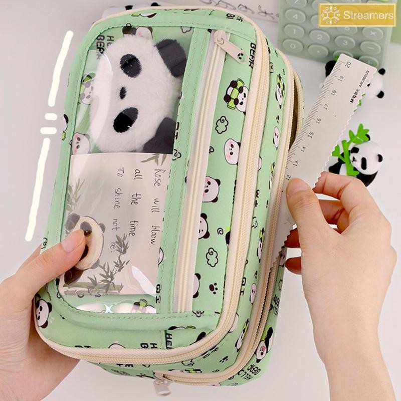 RUA Túi Đựng Bút Chì 9 Lớp Sáng Tạo Capybara / Gấu Trúc Túi Bút Dung Tích Lớn Hộp Đựng Bút Chì Chống Bụi Bẩn Văn Phòng Phẩm Tổ Chức Trường Học Văn Phòng Mới