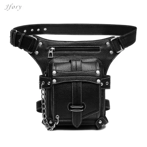 Jfory Túi đeo thắt lưng bằng da PU Fanny Pack Chân đùi Ví Gothic Daypack Dây đeo có thể điều chỉnh vai Steampunk cho xe đạp đi bộ đường dài Lady