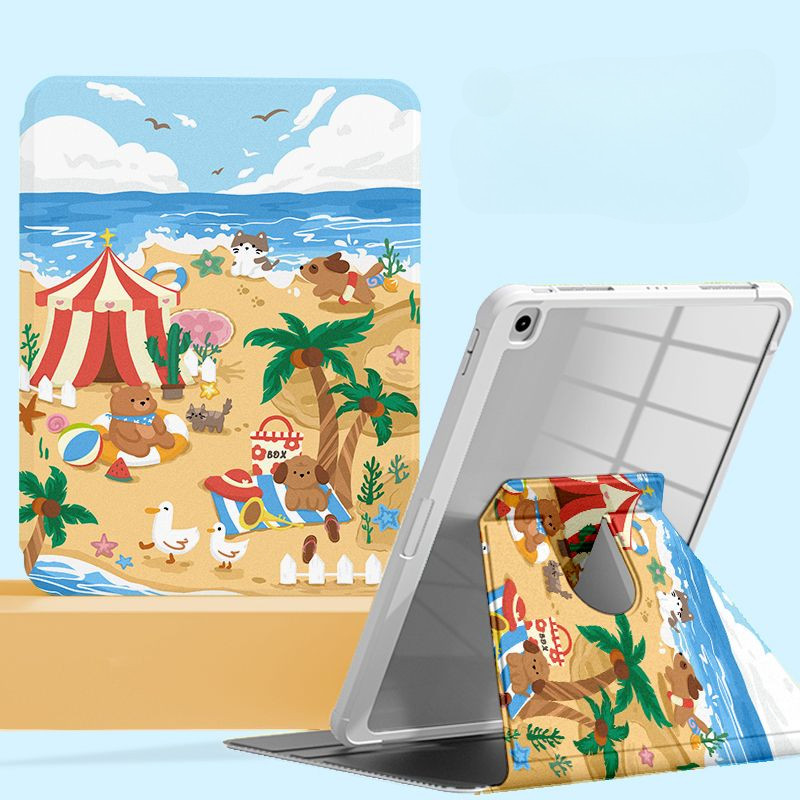 Ốp bảo vệ cho Samsung Galaxy Tab A7 lite 8.7inch S10ULTRA A9 + S10 FE + S9 FE + S7 + / S8 + / S7FE Tab S6 lite 2024 Vỏ máy tính bảng hoạt hình dễ thương xoay 360 độ