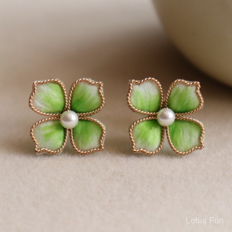 Không Vật Chất Văn Hóa Sáng Tạo Lụa Nhung Hoa Handmade Bông Tai Hoa Cung Điện Cổ Điển Hanfu Sườn Xám Cưới Cô Dâu Phụ Kiện Tinh Tế Thanh Lịch Bông Tai Mini