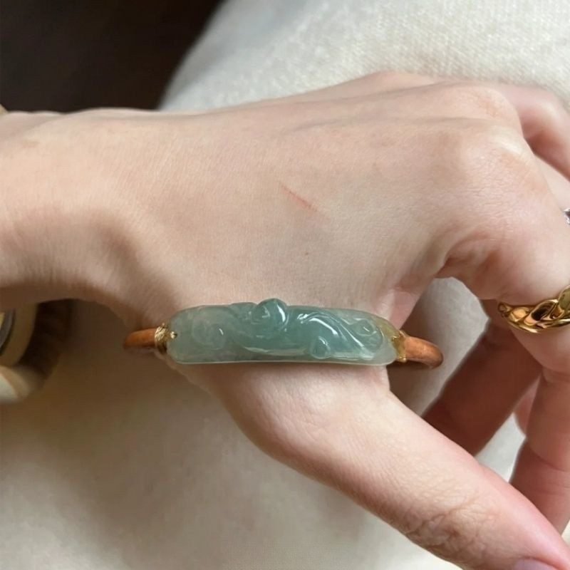 Dây da khắc đám mây ngọc nhân tạo có vòng tay đôi