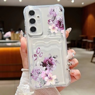 Tranh Sơn Dầu Sang Trọng Hoa Tím Silicon Dành Cho Vivo Y04 Y29S Y19S Y28 4G Y03 Y03T Y02 Y02T V50 Y100 Y36 Y27S Y27 5G Túi Đựng Thẻ Trong Suốt Ví TPU Vỏ Điện Thoại