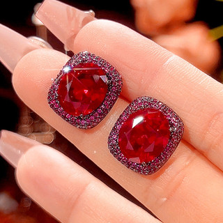Trang sức nữ phong cách châu Âu và Mỹ, đá ruby đỏ và vàng đồng mạ vàng, kích thước 13x18