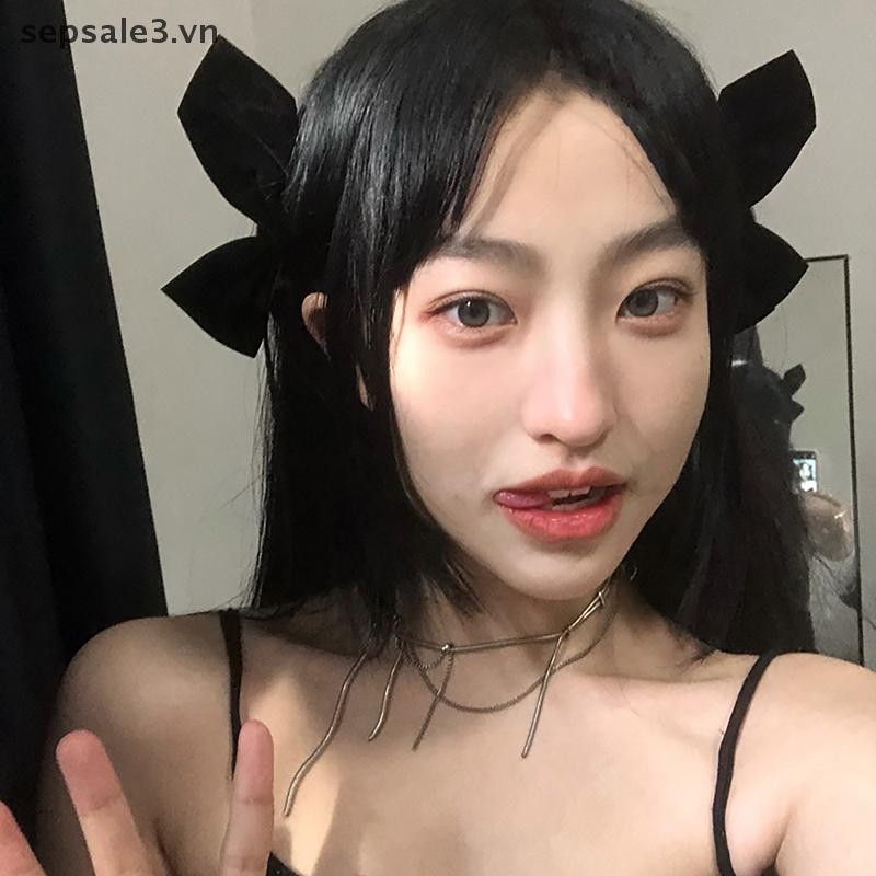 # Vn # 1 Cặp Đen Trắng Satin Nơ Kẹp Bên Kẹp Tóc Nơ Vintage Ngọt Ngào Dễ Thương Barrettes Mũ Đội Đầu Dành Cho Nữ Bé Gái Phụ Kiện Tóc.