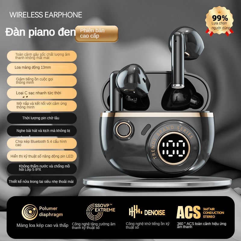 Tai nghe Bluetooth nhét tai Bluetooth không dây mới Gọi khử tiếng ồn Chất lượng âm thanh cao Tuổi thọ pin dài