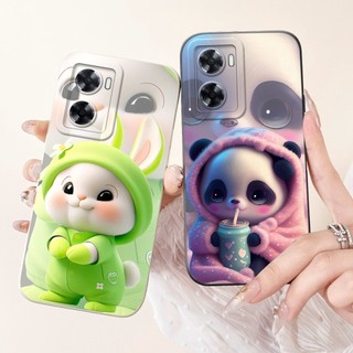 Oppo A57 4G 2022 A57e A57s A77 A77s CPH2387 Vỏ điện thoại hoạt hình gấu trúc hình thỏ dễ thương Vỏ Silicon mềm bảo vệ ống kính