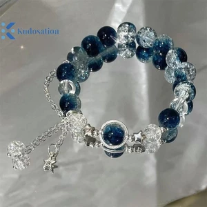 Kudosation Tinh Tế Ngôi Sao Mặt Dây Chuyền Vòng Tay Xu Hướng Ngọt Pha Lê Đính Hạt Vòng Tay Cho Nữ Bé Gái Thời Trang Ánh Sáng Sang Trọng Trang Sức Quà Tặng