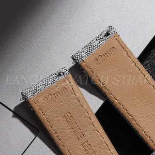 Hàng sẵn có- Dây đeo đồng hồ bằng da Nylon 20mm 22mm Phong cách Anh Quốc Vintage Dệt vải da bò Dây đeo đồng hồ phát hành nhanh Vòng đeo tay nam nữ Đen xám xanh xanh