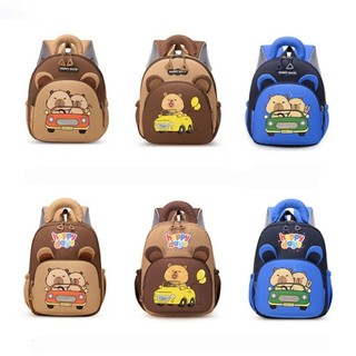 Ba lô YSANH Capybara, Túi đi học Capybara nhẹ hoạt hình, Ba lô mẫu giáo nhiều túi Nylon dung tích lớn
