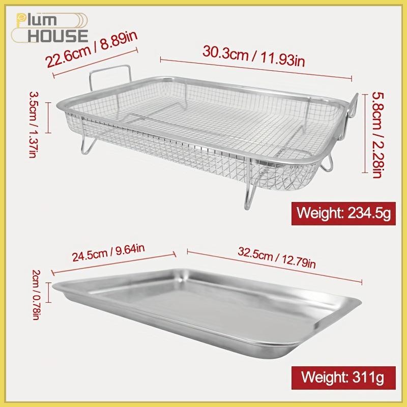 Khay nướng dầu inox chống dính PlumHOUSE, chảo/đĩa lưới vuông, dùng cho chiên, bánh
