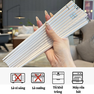 Set 5 đôi đũa ăn cơm trắng bạc chất liệu sợi thủy tinh không mốc kháng khuẩn chịu nhiệt cao cấp