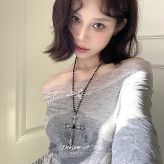DREJEW Vòng cổ mặt dây chuyền kim cương kim cương châu Âu và Mỹ dây chuyền áo len phong cách đen tối Gothic, loli, punk