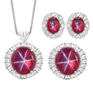Châu Âu Mỹ ins Phong Cách Mới Mô Phỏng Đỏ Corundum Hexagram Starlight Phù Hợp Với Nữ Đá Chính 18 * 20