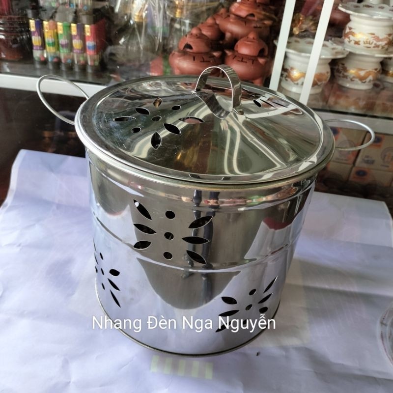 Thùng đốt giấy cúng inox có nắp/Xô hóa vàng mã | Shopee Việt Nam