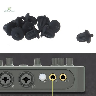 [Nhà Điện] 10 Chiếc Cao Su Đen 6.35 Mm Jack Âm Thanh PC DVD Micro Ổ Cắm Vỏ Bụi mới
