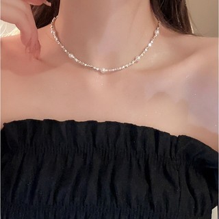 vòng cổ ngọc trai Hàn Quốc và dây chuyền bạc nữ cá tính đẹp choker cổ thời trang