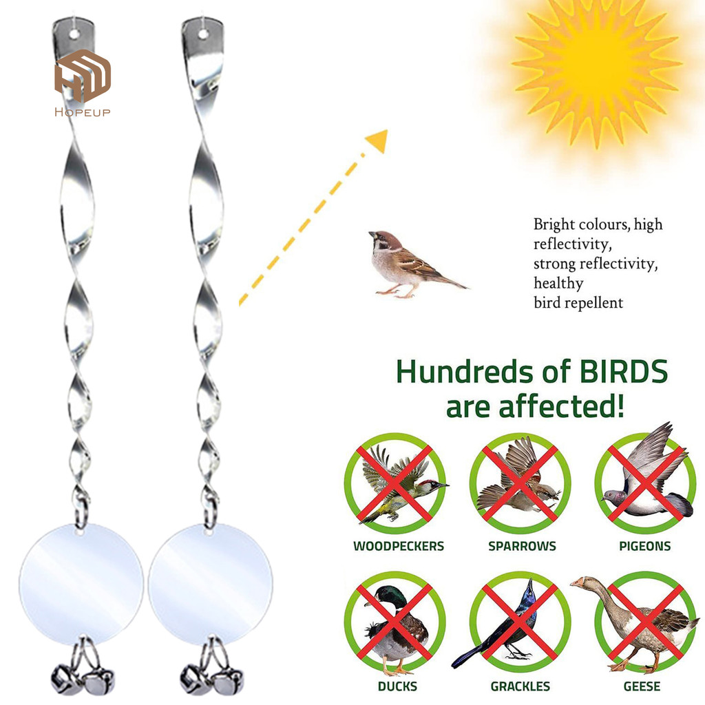 Hopeup Bird Detrent Scarer Rods Thiết bị đuổi chim phản quang có chuông ...