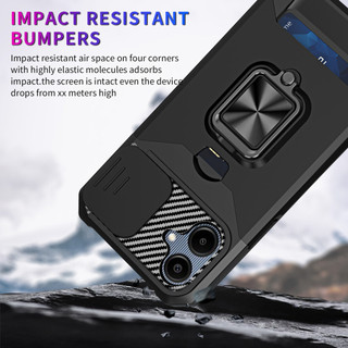 Dành Cho Samsung A06 Ốp Lưng Có Trượt Camera Bao Đựng Thẻ Nhẫn Chân Đế Chịu Lực Bảo Vệ Mỏng Bao Da