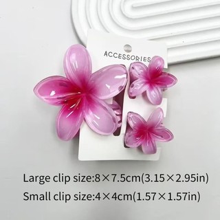 Kẹp tóc hoa plumeria acrylic - Set 3 cái, phù hợp đi biển