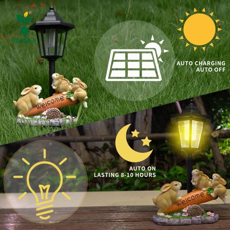 Tượng sân vườn ngoài trời Miulika có đèn ngoài trời năng lượng mặt trời Quà tặng đồ trang trí đáng yêu Đồ thủ công Hình tượng điêu khắc nhựa nhẹ cho sân vườn Sân cỏ