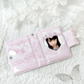 [COD] Album thẻ LEAFYHOME, Mini 3 Inch với 16 trang bên trong Chất kết dính Photocard, Album thẻ sưu tập Pink Love Bow PVC Idol Card Collect Book