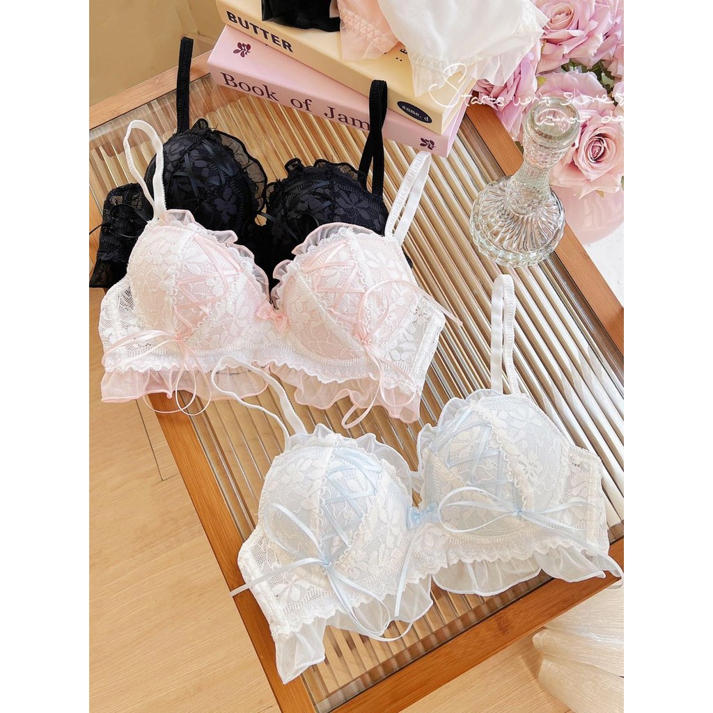 Quần Lót Nữ Ngực Nhỏ Dễ Thương Tập Hợp Không Vòng Thép Thoải Mái Nhật Bản Bộ Áo Ngực Ngọt Ngào