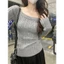 Áo dệt kim xoắn lệch vai phong cách nhẹ nhàng giản dị dành cho nữ Phong cách mới Đầu xuân trắng Slim-Fit All-Match Top Tren V250228121