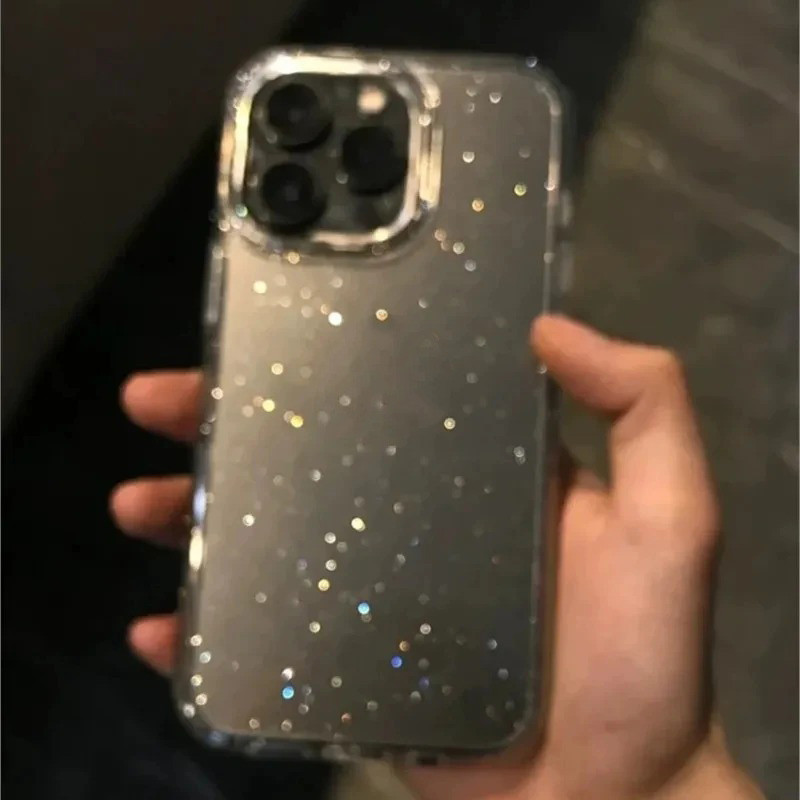 Ốp điện thoại mềm trong suốt lấp lánh sang trọng cho iPhone 16 15 14 13 12 11 17 Pro Max 16e X XR XS 7 8 Plus SE Vỏ mềm chống sốc