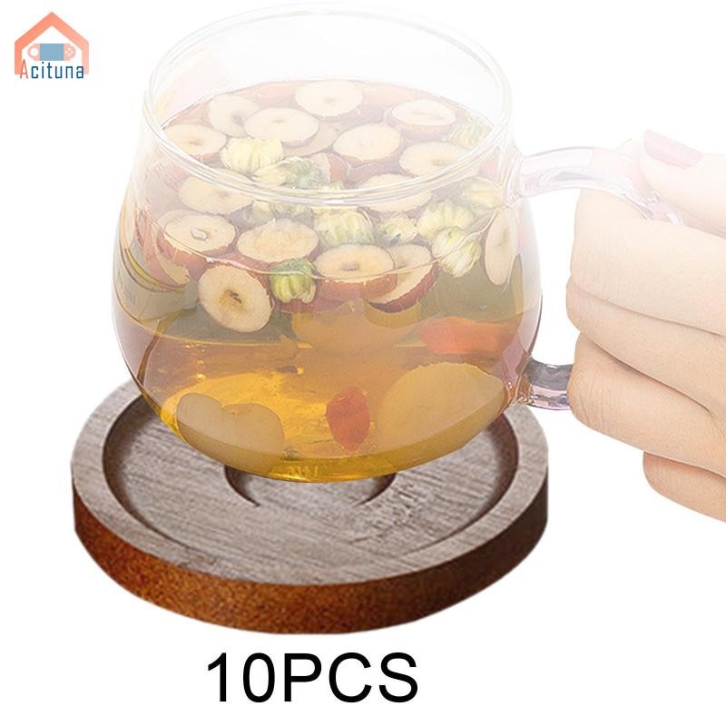 10 Miếng Cốc Miếng Đệm Xoay Cốc Đế Lót Ly Trà Cà Phê Miếng Lót Đa Năng Gỗ Đế Lót Cho Nhà Hàng Tủ Lạnh Bộ Đồ Ăn