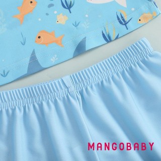 Bộ đồ bơi MG-Toddler Boys Rash Guard Áo cổ tròn tay ngắn in hình cá mập có quần Short và mũ bơi Bộ 3 chiếc