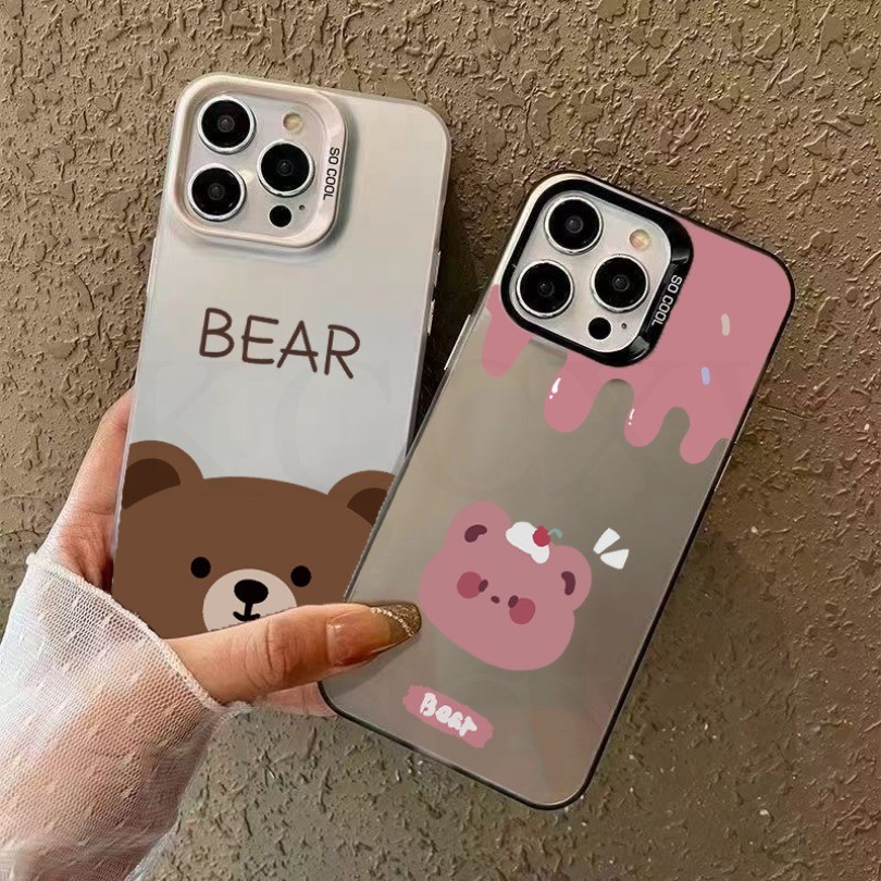 Ốp điện thoại mờ gấu nâu hồng cho OPPO Reno 12 11 10 8 7 6 5 Pro Reno 11F 8T 7Z 8Z 7 8 6 5 4 Lite 5F 4F Ốp lưng Silicon cao cấp