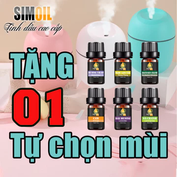 Máy xông tinh dầu mini, máy khuếch tán tinh dầu 220ml - Tặng kèm 1 lọ tinh dầu cao cấp SimOil (Tự chọn mùi)
