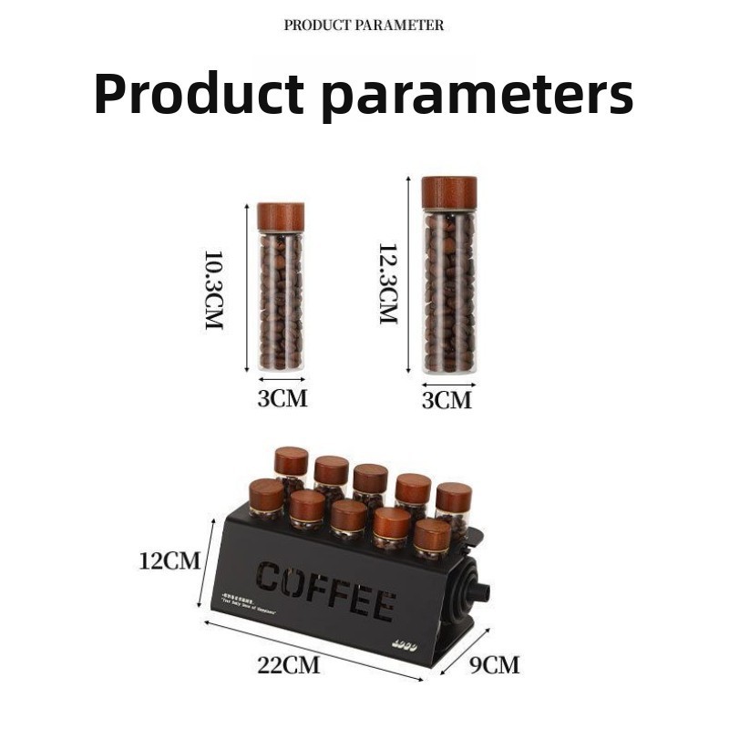 Cà Phê Đậu Bảo Quản Hộp Đựng Ống Hiển Thị Giá Trà Chai Thủy Tinh Đơn Liều Espresso Phụ Kiện Cà Phê Bộ Barista Dụng Cụ Quà Tặng