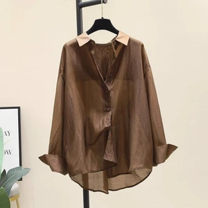 Màu Cà Phê Mỏng Phong Cách Chống Nắng Lót Mùa Xuân Phong Cách Mới Tính Khí Đơn Giản Phù Hợp Với Áo Sơ Mi Dài Tay Sang Trọng Bên Ngoài Top