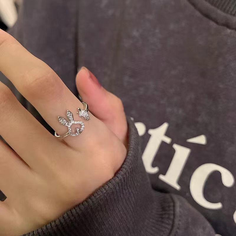 Zircon Thỏ Củ Cải Nhẫn Trái Tim Phong Cách Sang Trọng Với Ánh Sáng Đặc Biệt Size 25.6.28