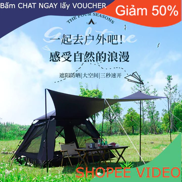 (Ship2tuan) Glamping Lều cắm trại cao cấp Lều vinyl rèm trời tụ tập ngoài trời thiết bị cắm trại lều gấp gấp nhanh lều b