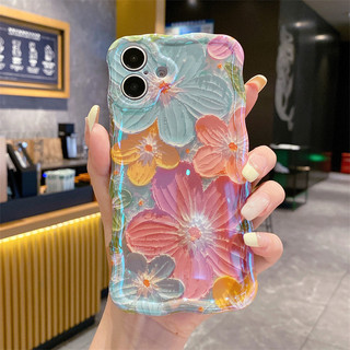 Hoa Màu Xanh Hồng Cho iphone17 16promax 15promax 14 / 13 / 15 / 16 17pro iphone13 Vỏ TPU iphone mới chống bụi