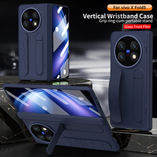 Ốp Điện Thoại Silicon Cho Vivo X Fold5 Fold3 Pro Fold 5 3 Pro 5G Dây Đeo Cổ Tay Đứng Chống Sốc Vỏ PC Cứng