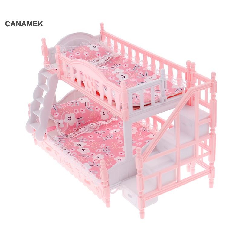 Canamek 16cm Búp Bê Bunk Giường Phụ Kiện Chăn Ga Gối Nhà Châu Âu Công Chúa Giường CSF