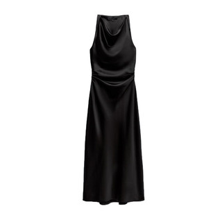 đầm Zara made in Morocco midi lụa Satin cổ yếm dáng dài quyến rũ