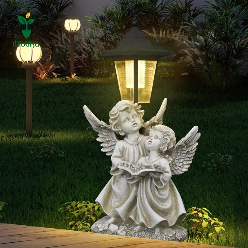 Miulika Đèn Năng Lượng Mặt Trời Vườn Tượng Trang Trí Bộ Sưu Tập Điêu Khắc Quà Tặng Sinh Nhật Thủ Công Nhựa Thiên Thần Trang Trí Cho Gia Đình Chậu Hoa Sân Bãi Cỏ