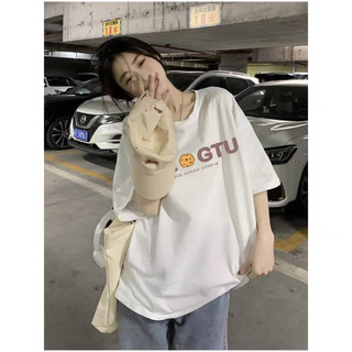 HIIXIIVI 100% Cotton Tay Ngắn Oversize Unisex Áo Thun Plus Size Nữ Tee Baggy Hoạt Hình Áo